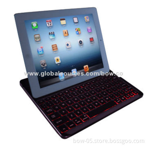 Wireless Backlit Bluetooth Keyboard Case for iOS, iPad 2/4, New iPad with Stand, Magnetic Clamp